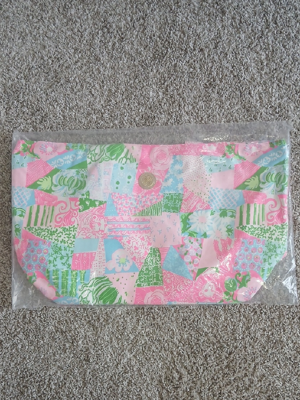 Lilly Pulitzer Pink Green Blue Patchwork Large Tote